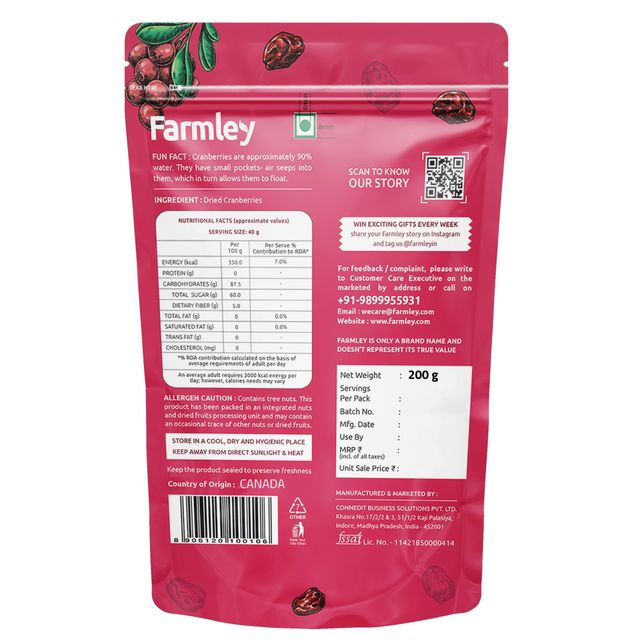 Farmley California Cranberry (Dried) [200g]