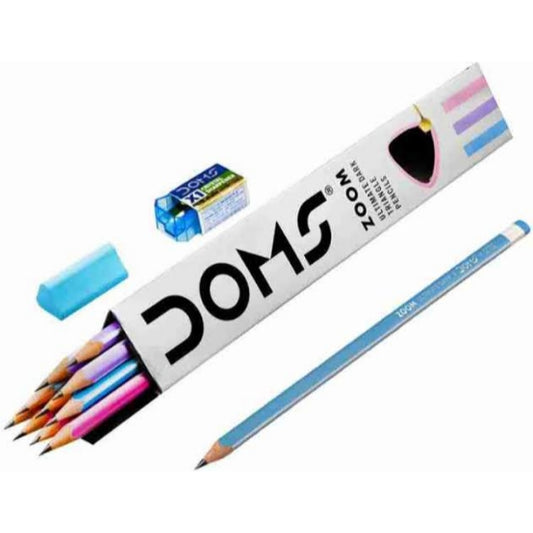 Doms Pencil Box [10 Pcs. Pencil+ 1 Sharpner+1 Eraser]