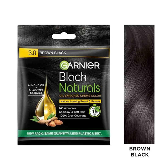 Garnier Black Naturals Oil Enriched Creme Color (3.0 Brown Black) [20 g]