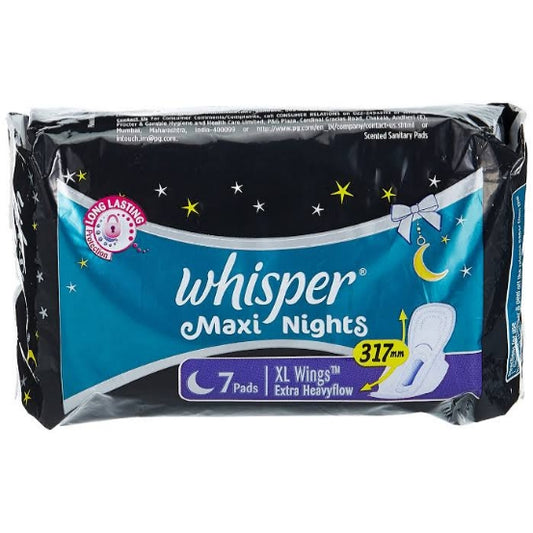 Whisper Maxi Nights Sanitary Pads (7 Pads) [XL+wings]