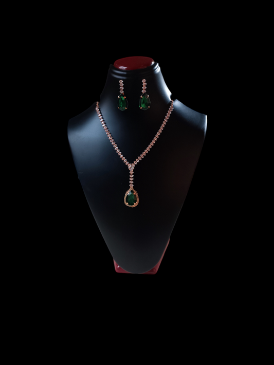 Green stone wedding necklace set