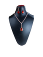 Red colour stone wedding necklace set