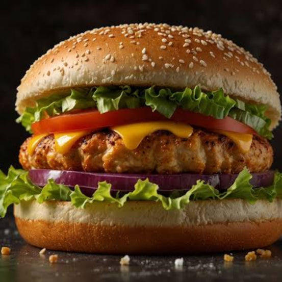 Chicken cheese Burger  [Street and straw]