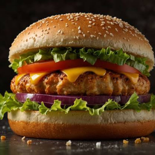Chicken cheese Burger  [Street and straw]