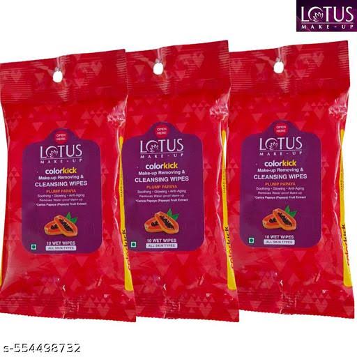 Lotus ColorKick Make-up Removing and Cleansing Wipes (10 Wet Wipes) [Sassy Strawberry] [1 Pkt]