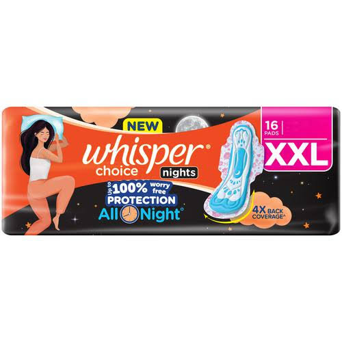 Whisper Choice Night Sanitary Pads (16 Pads) [XXL]