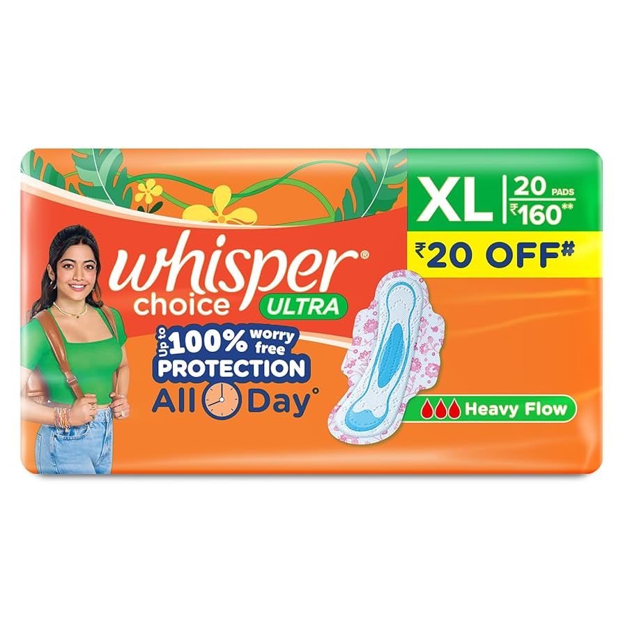 Whisper Choice Ultra Sanitary Pads (20 Pads) [XL]
