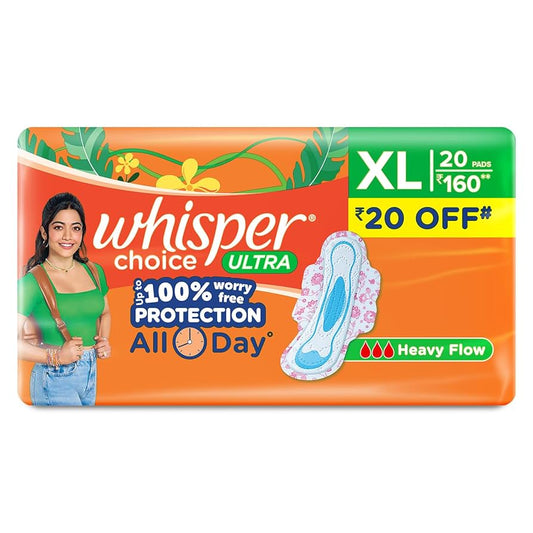 Whisper Choice Ultra Sanitary Pads (20 Pads) [XL]